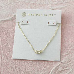 Kendra Scott Juliette White Crystal Gold Pendant Necklace AUTHENTIC NEW